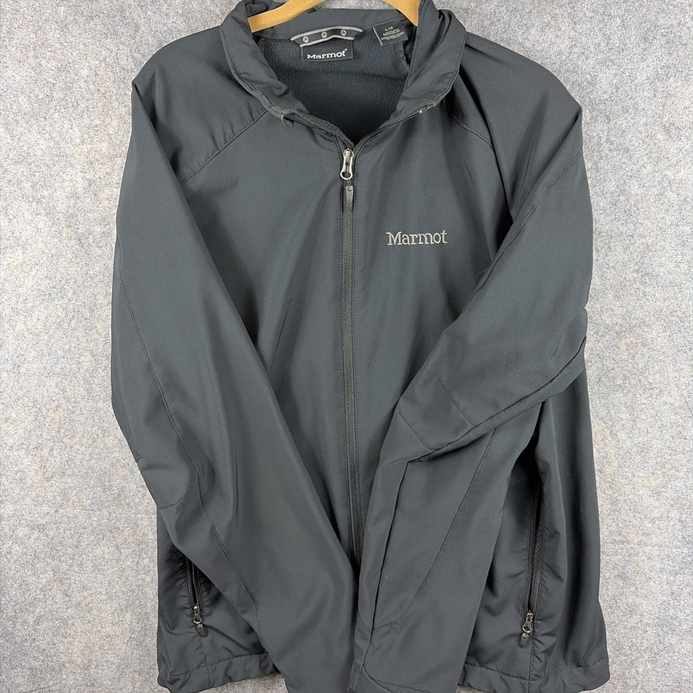MARMOT SOFT SHELL MENS Size Large JACKET Full Zip Pockets / Black